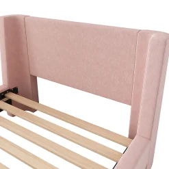 Gutent Lit d'enfant Lit rembourré,lit simple lit traîneau, 90 x 200 cm, Pour garçons & filles, Rose,Sans matelas