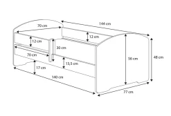 Kobi Lit d'enfant LUK avec balustrade 140x70 Princesse Outlet