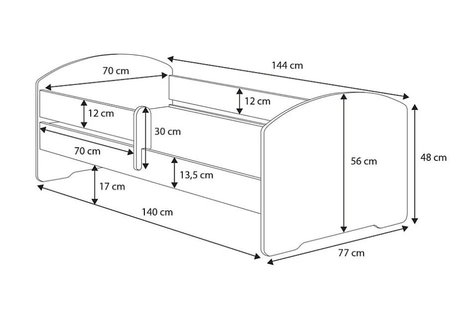 Enfant Kobi Lit d'enfant LUK avec balustrade 140x70 Avion