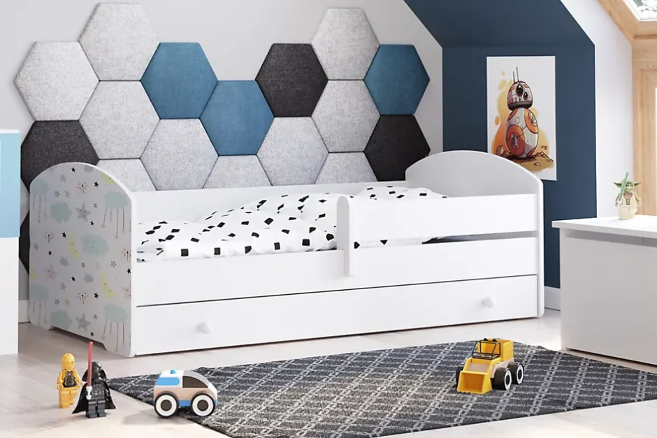 Kobi Lit d'enfant LUK avec tiroir et tringle 140x70 étoiles Sale