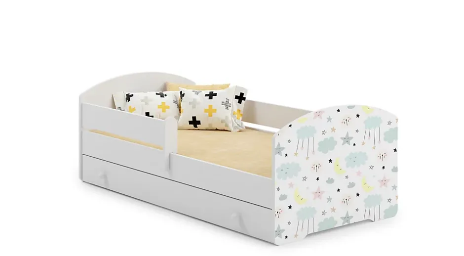 Kobi Lit d'enfant LUK avec tiroir et tringle 140x70 étoiles Sale