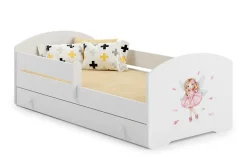 Kobi Lit d'enfant LUK avec tiroir et barreaux 160x80 Fille avec ailes