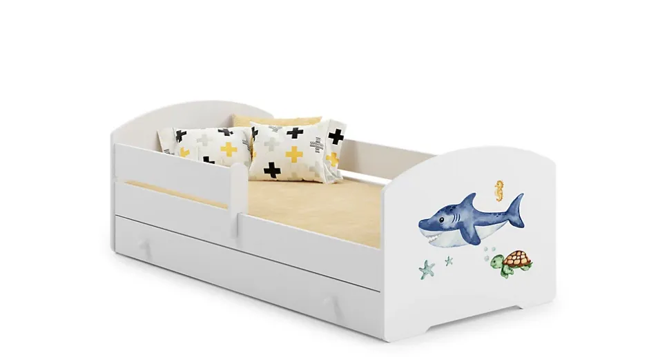 Kobi Lit d'enfant LUK avec tiroir et tringle 140x70 Shark Outlet