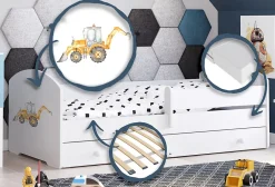 Kobi Lit d'enfant LUK avec tiroir et barreau 160x80 Yellow digger Sale