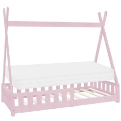 Ml-Design Lit d'enfant Tipi 80x160cm rose en bois de pin massif style indien avec sommier matelas Outlet