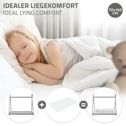 Ml-Design Lit d'enfant Tipi 70x140 cm gris clair simple en bois de pin sommier à lattes style indien Clearance