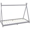 Enfant Ml-Design Lit d'enfant Tipi 90x200 cm gris clair simple en bois de pin sommier à lattes style indien