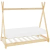 Enfant Ml-Design Lit d'enfant Tipi 70x140cm naturel en bois de pin massif avec sommier matelas style indien