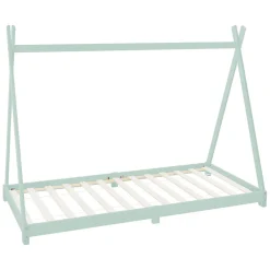 Enfant Ml-Design Lit d'enfant Tipi 90x200cm menthe simple en bois de pin avec sommier à lattes style indien