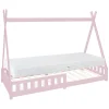 Enfant Ml-Design Lit d'enfant Tipi 90x200 cm rose en bois de pin massif avec matelas H:16 cm style indien