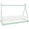 Enfant Ml-Design Lit d'enfant Tipi 90x200 cm menthe en bois de pin massif style indien avec matelas H:10 cm