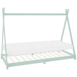 Enfant Ml-Design Lit d'enfant Tipi 90x200 cm menthe en bois de pin massif style indien avec matelas H:10 cm