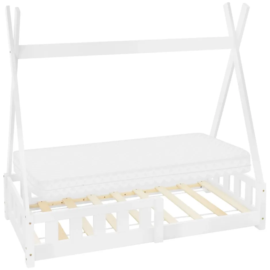 Ml-Design Lit d'enfant Tipi 70x140 cm blanc en bois de pin massif avec sommier matelas style indien Discount