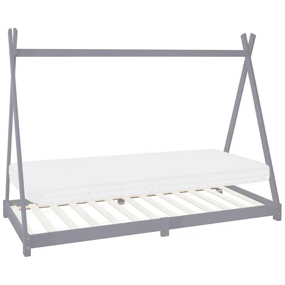 Ml-Design Lit d'enfant Tipi 90x200 cm gris clair en bois de pin massif style indien matelas H:10 cm Best