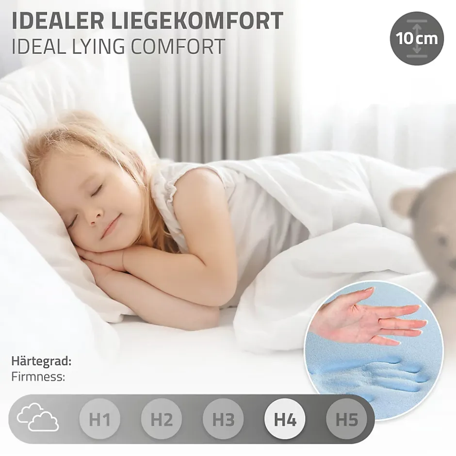 Ml-Design Lit d'enfant Tipi 90x200 cm gris clair en bois de pin massif style indien matelas H:10 cm Best