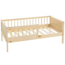 Ml-Design Lit d'enfant 70x140 cm simple naturel en bois de pin avec sommier à lattes sans matelas