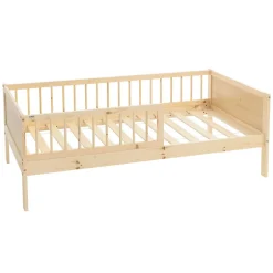 Ml-Design Lit d'enfant 80x160 cm simple naturel en bois de pin avec sommier à lattes sans matelas