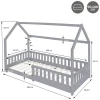 Ml-Design Lit d'enfant 90x200 cm gris clair en bois de pin massif style maison avec matelas H:16 cm Sale