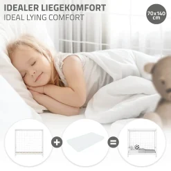 Ml-Design Lit d'enfant 70x140 cm blanc en bois de pin avec but de football et sommier à lattes Online