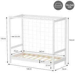 Ml-Design Lit d'enfant 70x140 cm blanc en bois de pin avec but de football et sommier à lattes Online