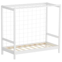 Ml-Design Lit d'enfant 70x140 cm blanc en bois de pin avec but de football et sommier à lattes Online