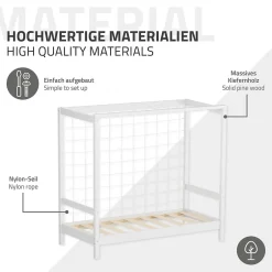 Ml-Design Lit d'enfant 70x140 cm blanc en bois de pin avec but de football et sommier à lattes Online