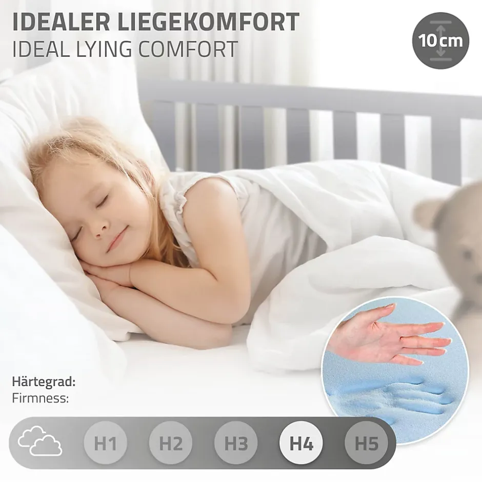 Ml-Design Lit d'enfant 90x200 cm gris clair en bois de pin massif style maison avec matelas H:10 cm New