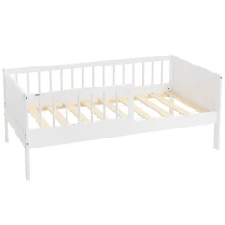 Ml-Design Lit d'enfant 70x140 cm simple blanc en bois de pin avec sommier à lattes sans matelas