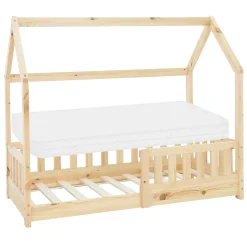 Enfant Ml-Design Lit d'enfant 70x140 cm naturel en bois de pin massif style maison avec sommier et matelas