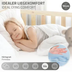 Enfant Ml-Design Lit d'enfant 70x140 cm naturel en bois de pin massif style maison avec sommier et matelas