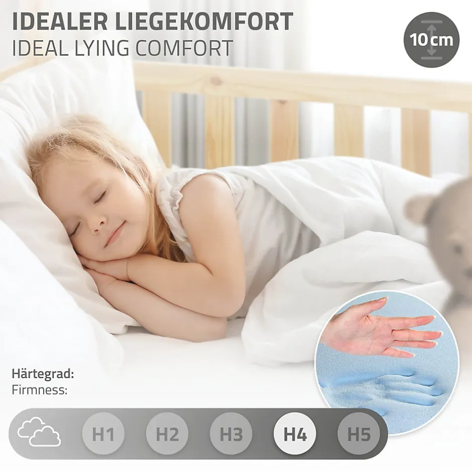 Enfant Ml-Design Lit d'enfant 70x140 cm naturel en bois de pin massif style maison avec sommier et matelas
