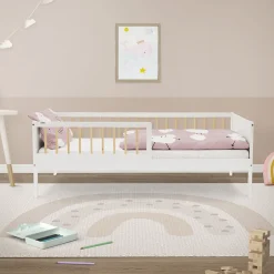 Ml-Design Lit d'enfant 80x160 cm blanc-naturel en bois de pin avec sommier à lattes sans matelas