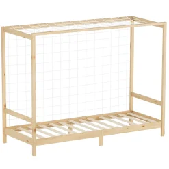 Ml-Design Lit d'enfant 90x200 cm naturel beige bois de pin avec but de football et sommier à lattes Discount