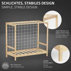 Ml-Design Lit d'enfant 70x140 cm naturel beige bois de pin avec but de football et sommier à lattes