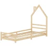 Enfant Ml-Design Lit d'enfant 90x200 cm naturel forme maison bois de pin avec sommier à lattes sans matelas