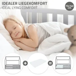 Ml-Design Lit d'enfant 140x70cm gris clair bois de pin avec toit et sommier protection contre chutes Online