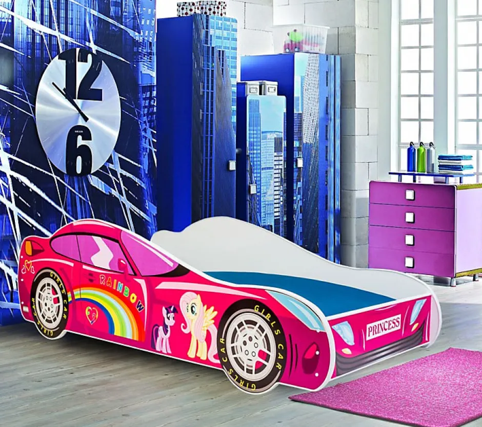 Enfant Kobi Lit d'enfant Pink Car 140x70 avec matelas