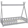 Enfant Ml-Design Lit d'enfants Tipi 80x160 cm gris clair maison en bois de pin avec sommier clôture de jeu
