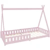 Enfant Ml-Design Lit d'enfants Tipi 90x200cm vert menthe indien bois de pin avec sommier et clôture de jeu
