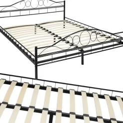 Tectake Lit design moderne avec sommier de Style romantique 180 x 200 cm noir