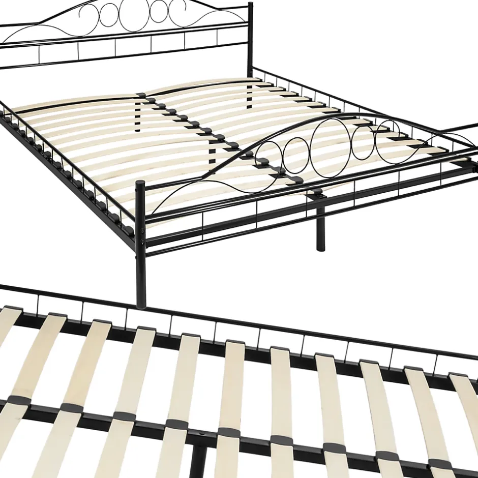 Tectake Lit design moderne avec sommier de Style romantique 180 x 200 cm noir
