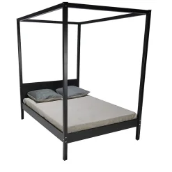 Weber Industries Lit double à baldaquin ROMANCE 140x190 / Noir