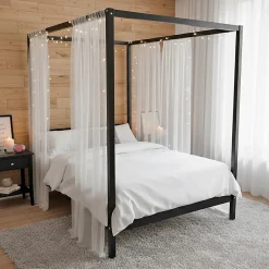 Weber Industries Lit double à baldaquin ROMANCE 140x190 / Noir