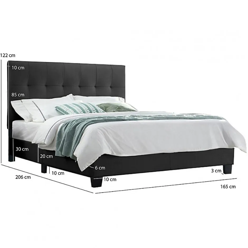Meubletmoi Lit double 160 x 200 cm en simili noir + sommier fixe - PANDORA Best