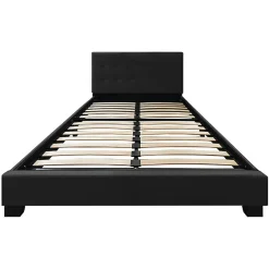 Meubletmoi Lit double 160 x 200 cm en simili noir + sommier fixe - PANDORA Best