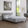 Nature Pro Lit Double 140 x190 cm Tissus Gris Moderne + Sommier Chambre Best