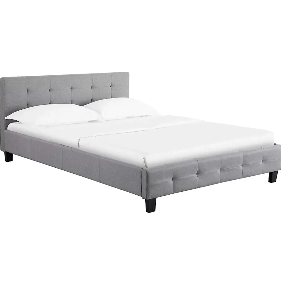 Nature Pro Lit Double 140 x190 cm Tissus Gris Moderne + Sommier Chambre Best