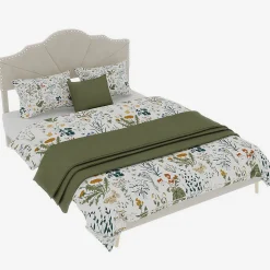 Okwish Lit Double Ado 140x200 cm - Lit Capitonné Bas Moderne et Confortable, Sans Vérin, Sans Matelas, Tissu Beige