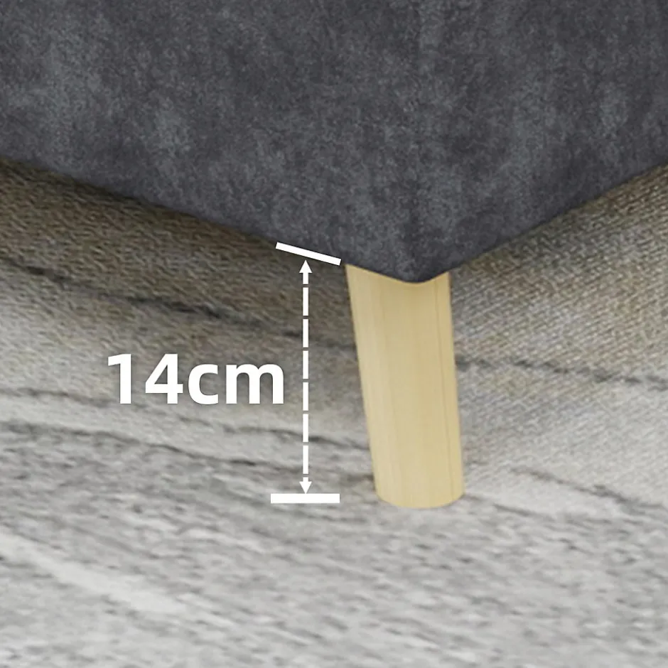 Okwish Lit Double Ado 140x200 cm - Lit Capitonné Bas Moderne et Confortable, Sans Vérin, Sans Matelas, Tissu Gris