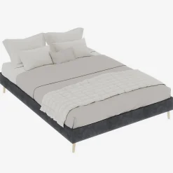 Okwish Lit Double Adulte/Ado 140x200 cm, avec Cadre Bas Moderne et Stable, Design Minimaliste en Velours Hollandais Gris, Sans Matelas Sale